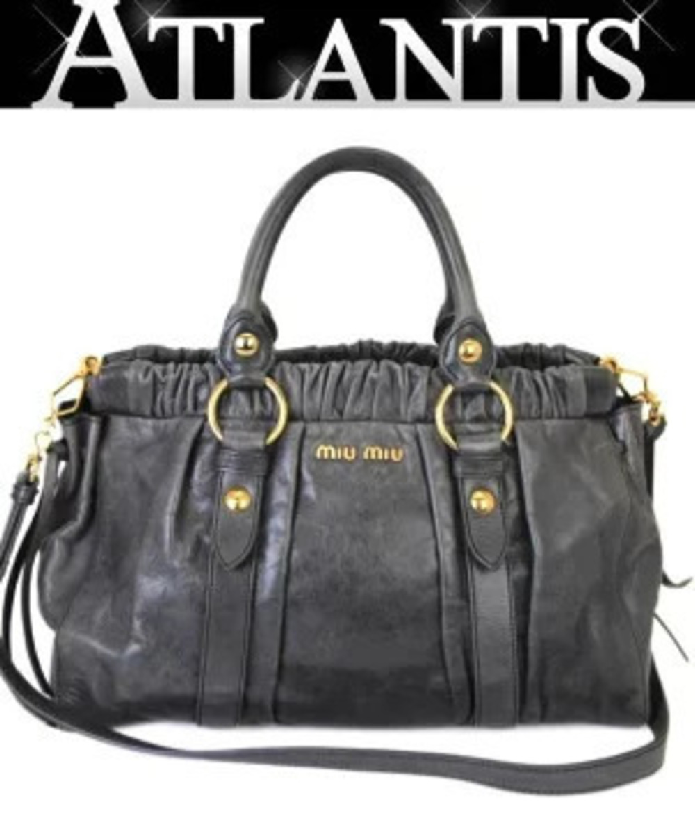 Miu Miu Vitello Lux Leather Bag Gray